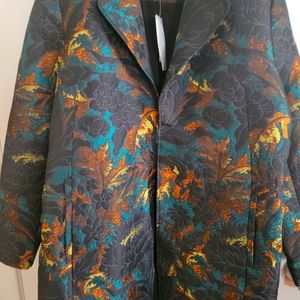 CHICO’S NWTS JACKET/Coat BLACK Tapestry with FRONT closure Size L
